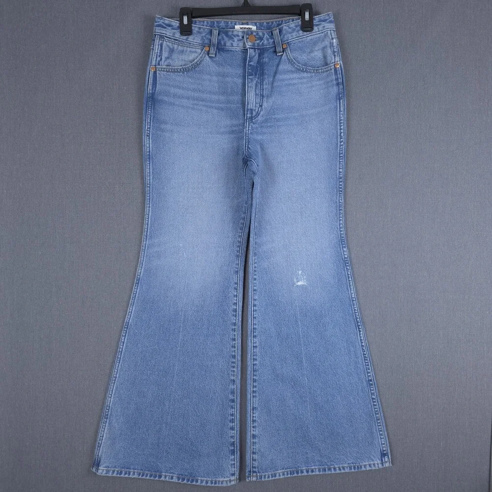 Wrangler Wanderer High Rise Flare Jeans Womens 29x30 (Fits 31x30) Wide Leg Denim - Picture 2 of 16